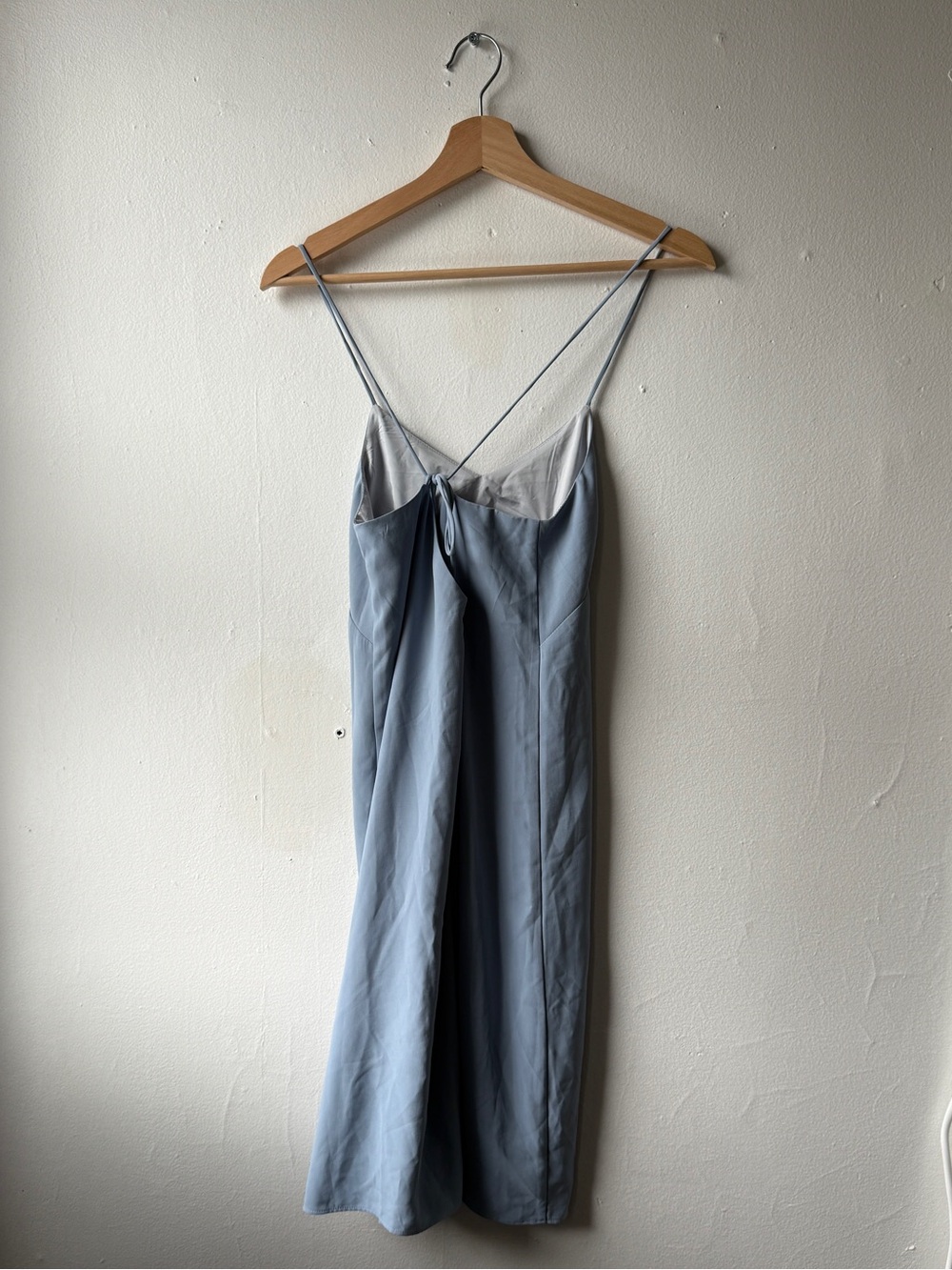 Oak + Fort Satin Slip Dress in Dusty Blue - Picture 2 of 3